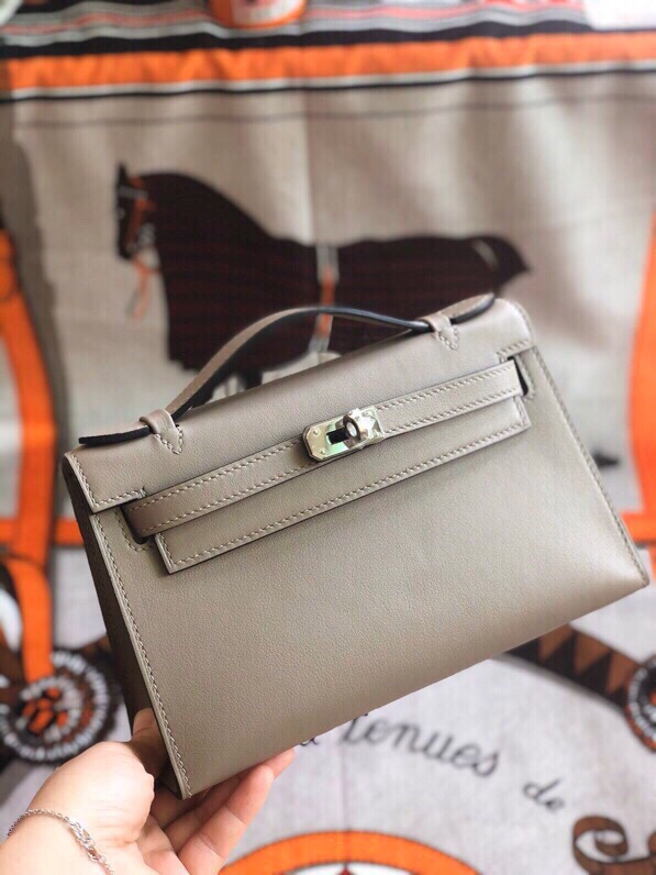 에르메스 미니 켈리백22 그리스 은장 스위프트